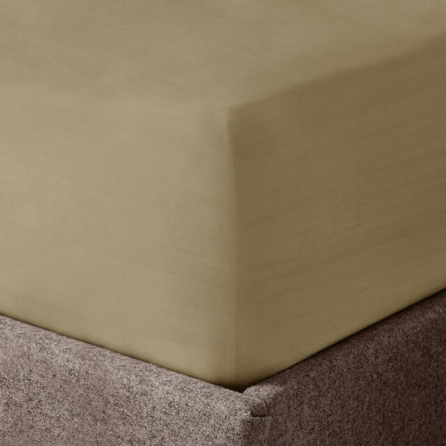 Velosso Washed Linen Look Fitted Sheet Brown Beige Single