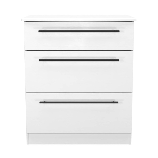 Howard 3 Drawer Deep Chest of Drawers in White Ash (Ready Assembled) White White Ash