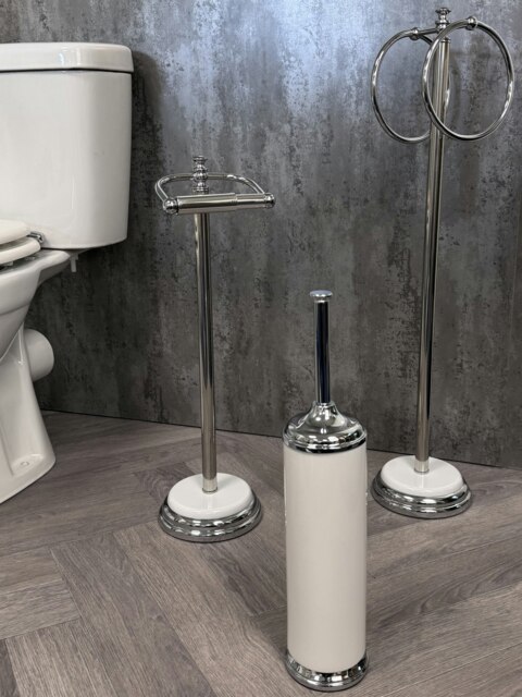 Showerdrape Opera 3 Piece Bathroom Accessory Set Toilet Roll Holder & Towel Ring & Toilet Brush Multi 1