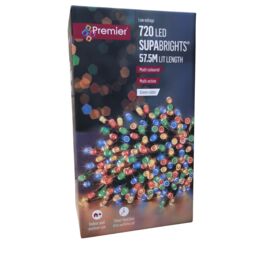 720 LED 57.5m Indoor Outdoor Christmas Multi Function Mains Operated String Lights with Timer in Multicoloured