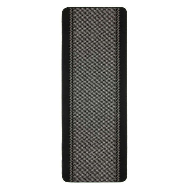 Washable Designer Rugs & Mats Lined Bordered Design in Black 116Bl