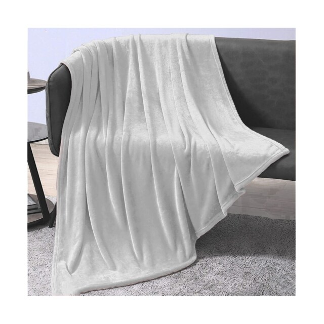 Ezysleep Faux Mink Super Soft Throw Plush Luxury Blanket Cozy Home Decor Grey Silver