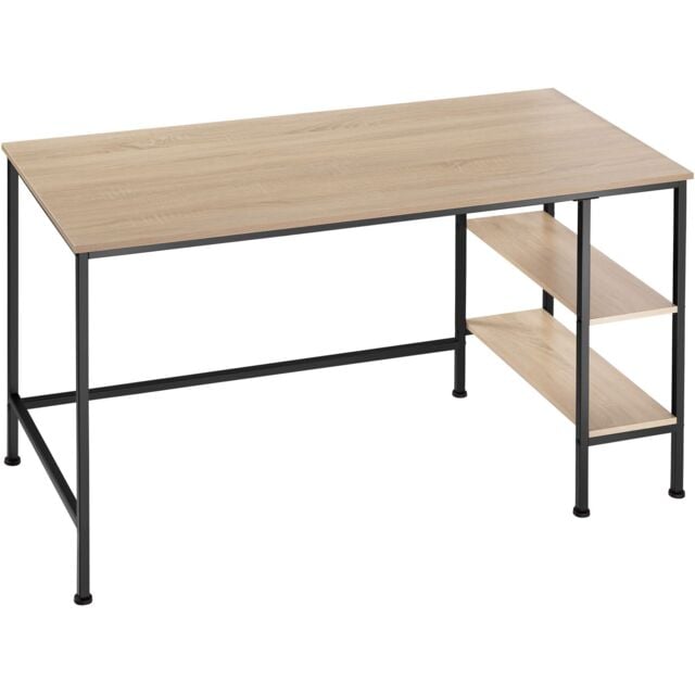 Desk Donegal - side shelf with 2 storage compartments Brown industrial wood light, oak Sonoma 140 x 60 x 76,50 cm 1