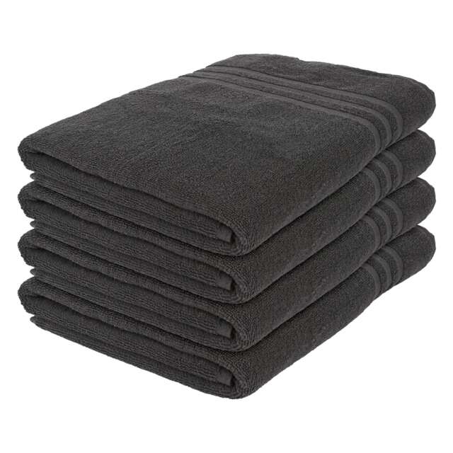 Nicola Spring Cotton Bath Sheets - 160cm x 90cm - Charcoal - Pack of 4