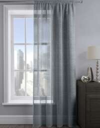 Velosso Alessandria Sparkle Slot Top Voile Panel - 137cm x 122cm Grey Charcoal