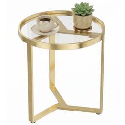 HOMCOM Round Side Table with Tempered Glass Top
