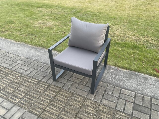 Fimous Aluminium Outdoor Garden Chair Patio Armchair Single Sofa for Balcony, Terrace,Swimming Pool Dark Grey