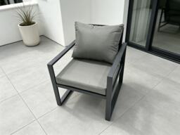 Fimous Aluminium Outdoor Garden Chair Patio Armchair Single Sofa for Balcony, Terrace,Swimming Pool Dark Grey