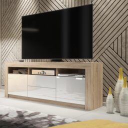 TV Unit TV Stand Media Cabinet Sideboard Oak White High Gloss Storage 160cm