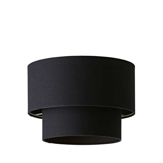 ValueLights Jodie Two Tier Black Linen Ceiling Shade