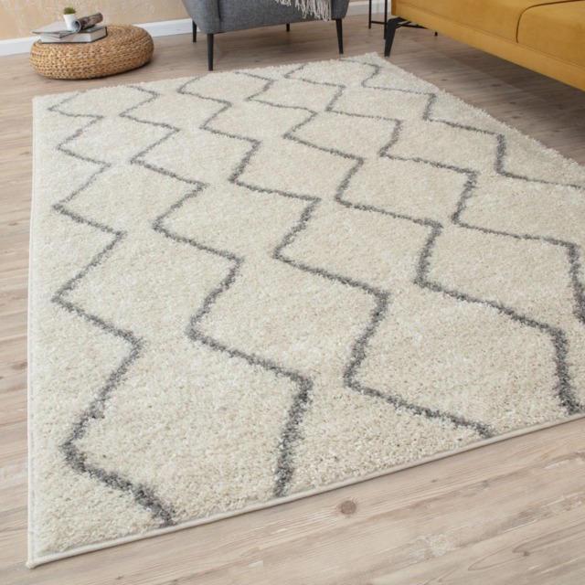 The Rugs Moroccan Collection Soft High Pile Shaggy Zigzag Rugs and Runners Living Room