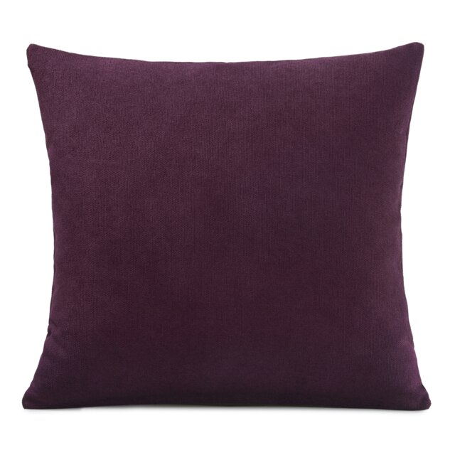 Plain Chenille Velvet 45cm x 45cm Aubergine Cushion Set of 4 Purple 45cm x 45cm x 10cm 4