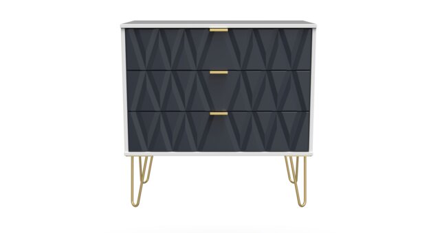 Dallas 3 Drawer Chest of Drawers in Indigo Matt & White Matt (Ready Assembled) Blue Indigo Matt & White Matt