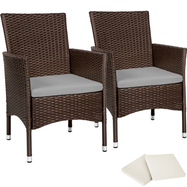 Garden Chair Nantes Set of 2 - weather and UV-resistant, 2 sets of cushion covers Brown brown/beige 2