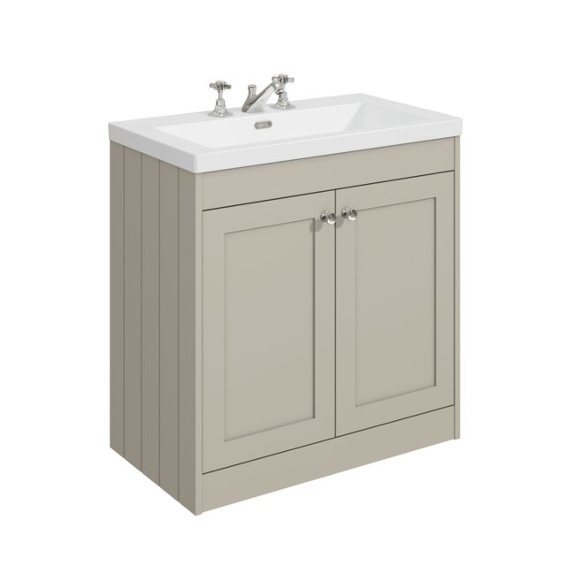 Balterley Floor Standing 2 Door Unit with Minimalist Basin 3 Tap Hole Grey 800 x 800 x 453mm