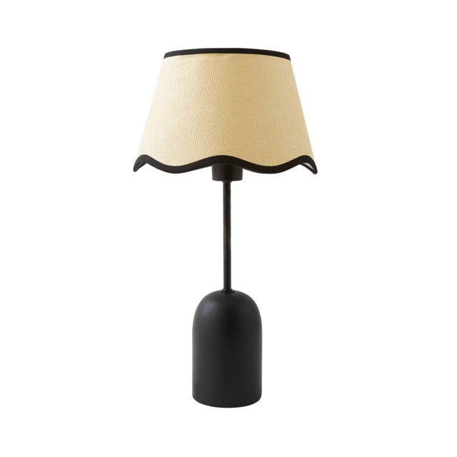 ValueLights Kaiden Scallop Trim Shade Black Dome Table Lamp and Bulb