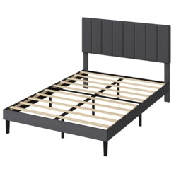 Levede Bed Frame Double Upholstered Foam Headboard Soft Linen Fabric Wooden Grey Double Double