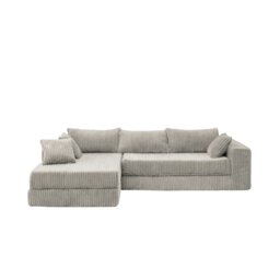 Groundlevel Camden Sectional Super Soft Velvet 2 / 3 Seater Sofa or Optional Cube Footstall Cream Natural Three Seater