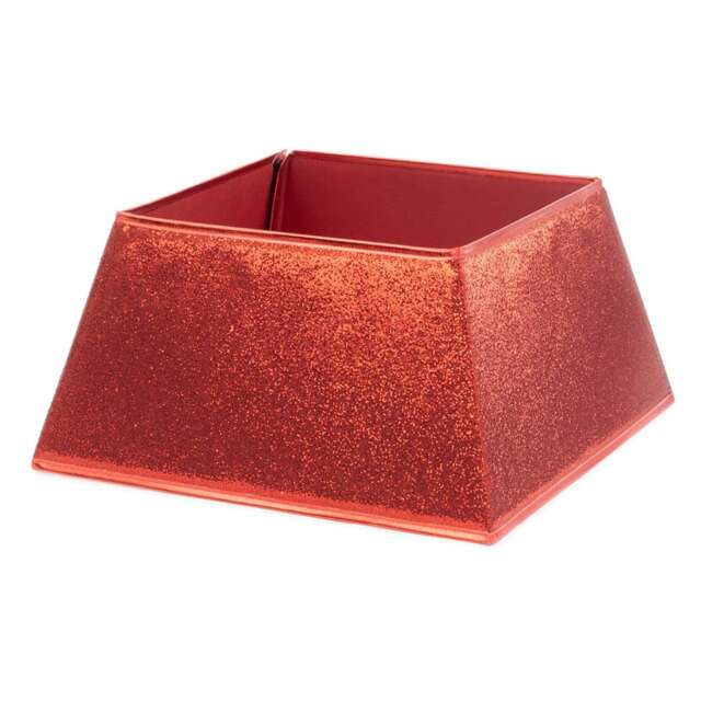 Square Glitter Christmas Tree Skirt Red