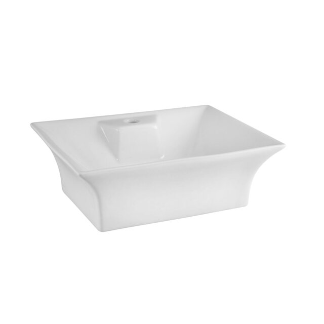 Rectangular 1 Tap Hole Ceramic Countertop Vessel without Overflow - 496mm