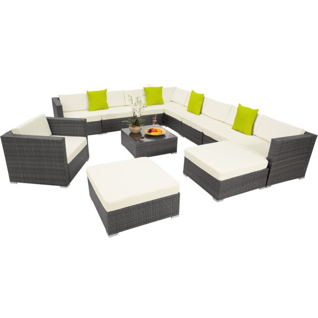 Garden Furniture Set Las Vegas - large outdoor corner sofa, armchair, coffee table Grey grey 75 x 75 x 38 cm 1