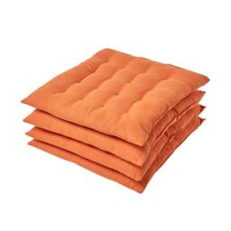 Homescapes 4 x Seat Pads Luxury Cotton Indoor Outdoor Garden Dining Cushion Burnt Orange 40 x 40 cm 4