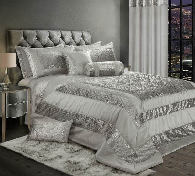 Intimates Vera Foil Printed Quilted Bedspread Silver Silver Double
