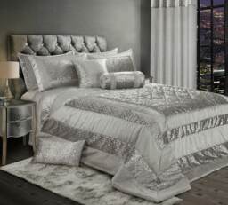 Intimates Vera Foil Printed Quilted Bedspread Silver Silver Double