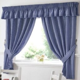 Gingham Kitchen Curtains - Blue - 117Cm X137Cm