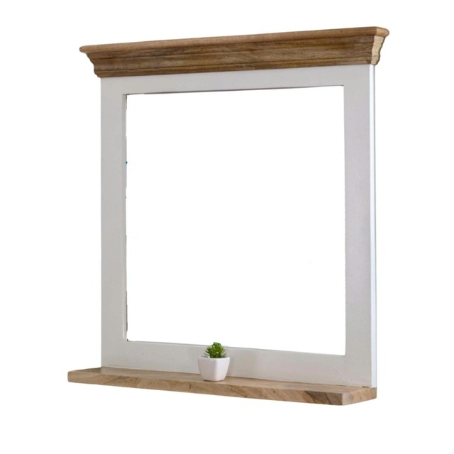 Milano Solid Mango Wood Wall Mirror White