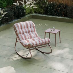 Charles Bentley Rocking Chair Porto Terracotta Stripe Lounger Garden Furniture
