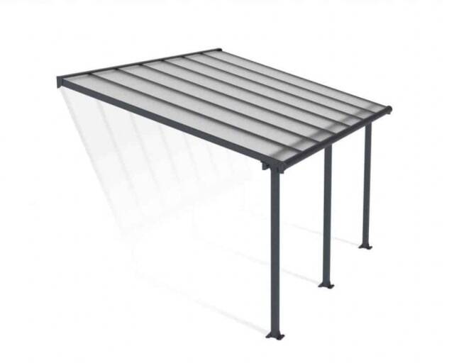Patio Cover Olympia 3 x 4.25 Clear - Polycarbonate - L425 x W300 x H305 cm - Grey Grey