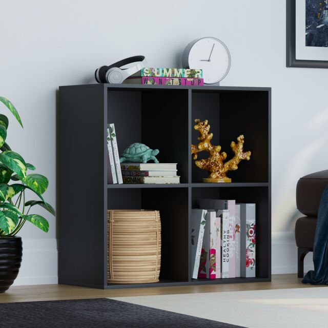 Vida Designs Durham 2x2 Cube Storage Bookcase Display Unit, Black