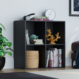 Vida Designs Durham 2x2 Cube Storage Bookcase Display Unit, Black