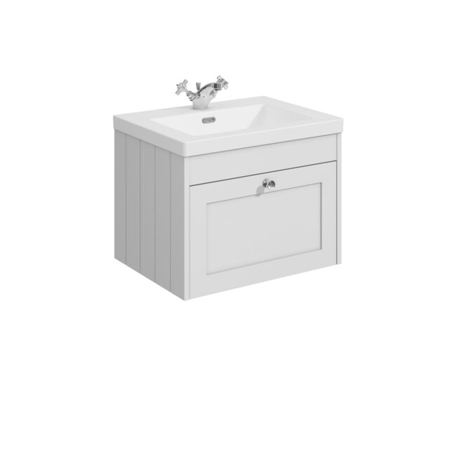 Balterley Wall Hung 1 Drawer Unit & Minimalist Basin 1 Tap Hole White 431 x 600 x 453mm