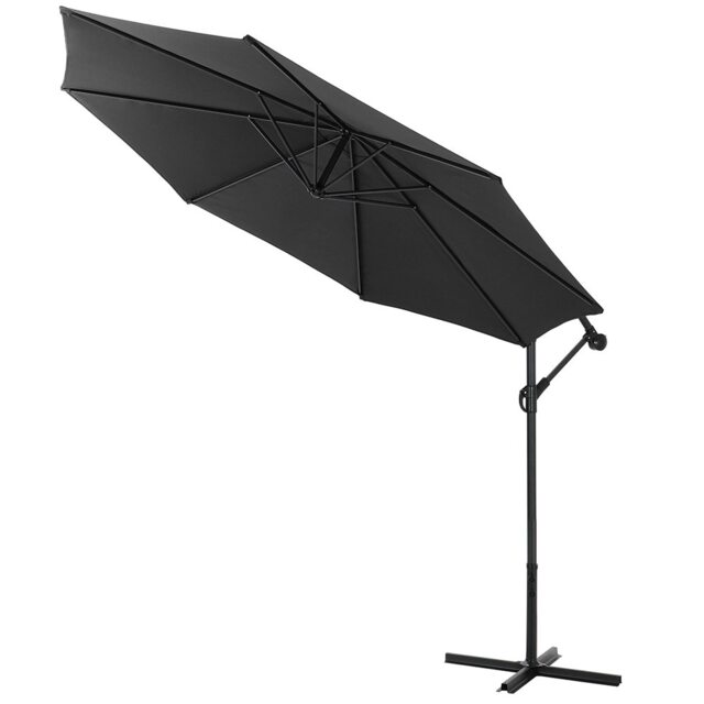 Living and Home 3M Banana Cantilever Patio Parasol with Cross Base - Black