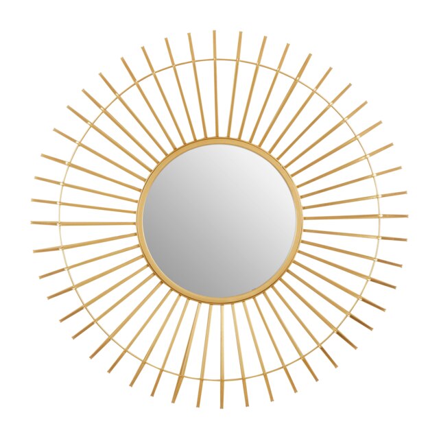Interiors by Premier Round Gold Wall Mirror, Sunburst Design Bevelled Mirror For Living Room, Metallic Wall Accent, Gold Mirror Gold