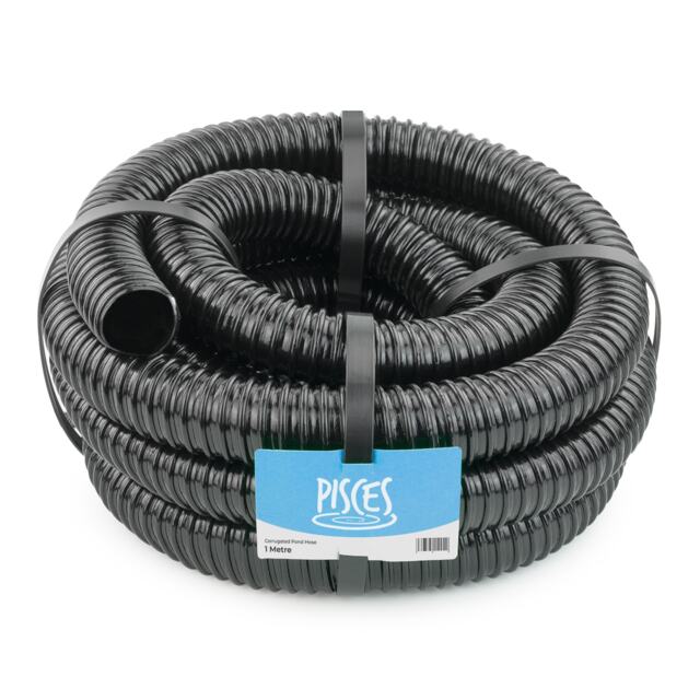 Pisces 50mm (2 inch) Black Pond Corrugated Flexible Hose Pipe - by The metre