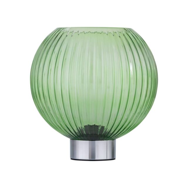 Betchley - Battery Operated Chrome Lamp with Green Glass Chrome Green Medium 1