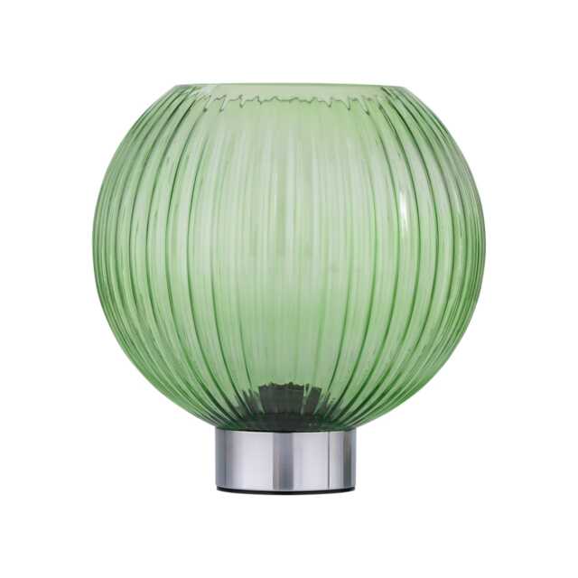 Betchley - Battery Operated Chrome Lamp with Green Glass Chrome Green Medium 1