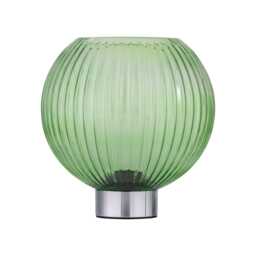 Betchley - Battery Operated Chrome Lamp with Green Glass Chrome Green Medium 1