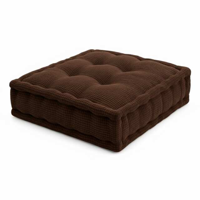 Teddy Fabric Square Booster Cushion Soft Seat Riser Pad for Dining Chair Brown