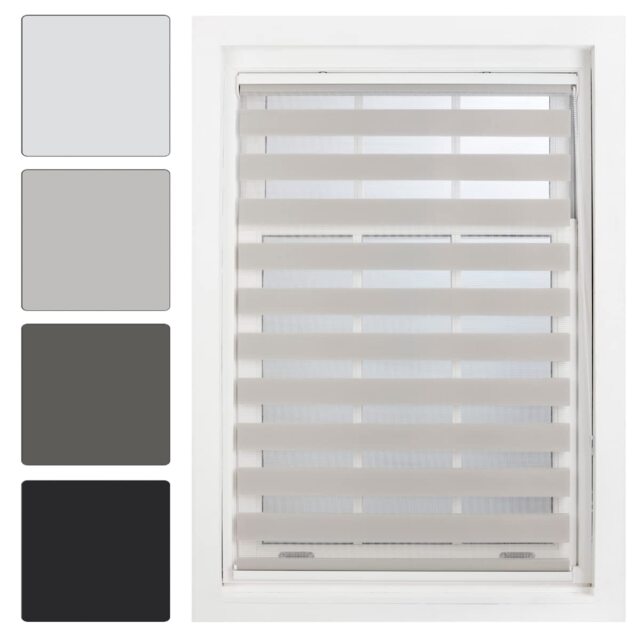 FURNISHED Day and Night Roller Blinds Zebra Window Shades Made to Measure (W)240cm x (L)210cm Grey Grey (W) 240cm x (L) 210cm