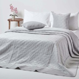 Homescapes Grey Eternity Rings Geometric Velvet Bedspread - 200 x 200 cm