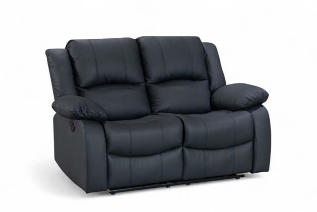 Black Faux Leather 2 Seater Recliner Sofa VARESA