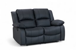 Black Faux Leather 2 Seater Recliner Sofa VARESA