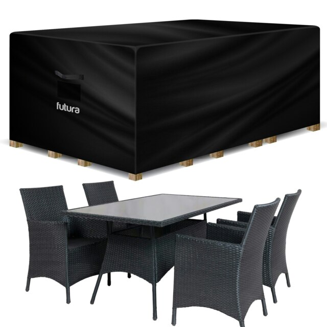 Futura Rectangular 180x120x74cm Waterproof Garden Furniture Cover Rectangular 600D Black Black 180x120x74cm 1