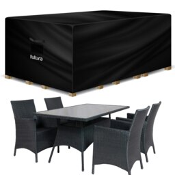 Futura Rectangular 180x120x74cm Waterproof Garden Furniture Cover Rectangular 600D Black Black 180x120x74cm 1