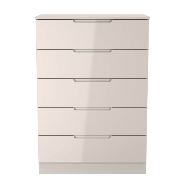 Lucca 5 Drawer Chest of Drawers in Kashmir Gloss & Kashmir (Ready Assembled) Cream Kashmir Gloss & Kashmir