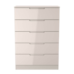 Lucca 5 Drawer Chest of Drawers in Kashmir Gloss & Kashmir (Ready Assembled) Cream Kashmir Gloss & Kashmir